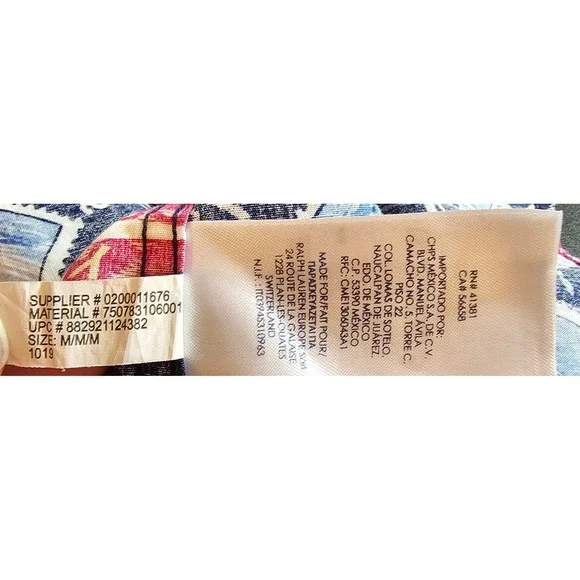 Chaps Mens Medium Navy Blue Nautical Postage Stamp Sailboat Cotton Button Down - Picture 5 of 6